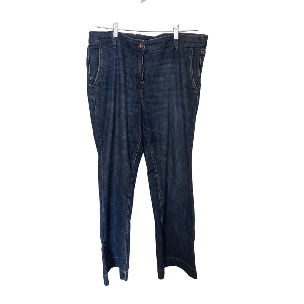 New York & Co Womens Denim Jeans Size 14 Wide Leg Stretch Cowgirl Wester Rodeo